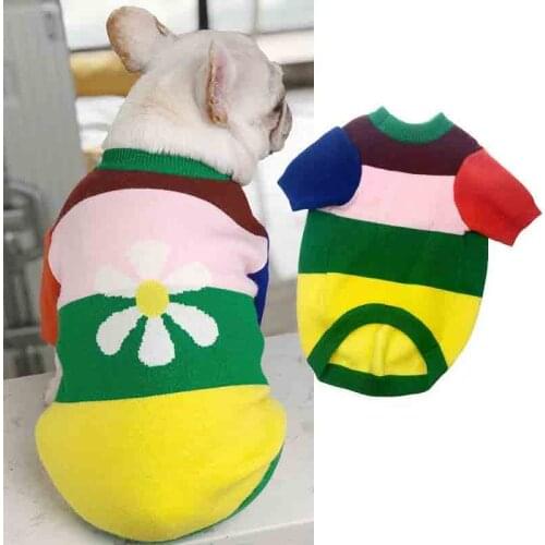 Pet sweater dog clothes winter dog clothes autumn and winter new cat clothes cat sweater dog sweater flower pet clothing