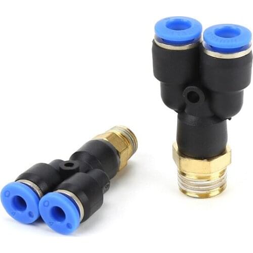 4mm 6mm 8mm 10mm 12mm Tube To 1/8" 1/4" 3/8" 1/2" BSP Male Thread Branch Y Type One Touch Air Pneumatic Push In Pipe Fitting