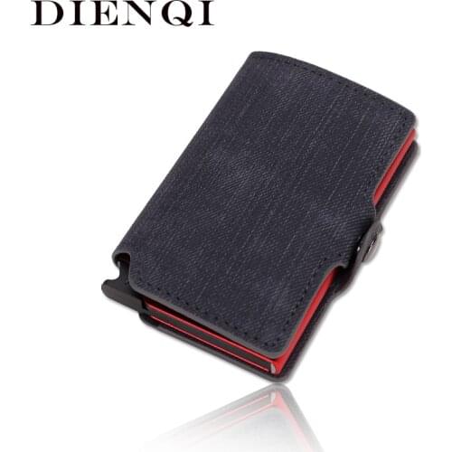 DIENQI Ultra Thin Men Billfold Wallet Leather Hasp Mini Wallets Anti Rfid Card Holder Purse Slim Hand Push Wallet Vallet Walets