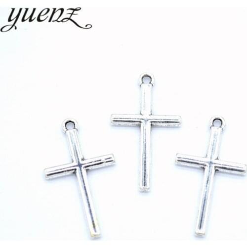 YuenZ 35pcs New Product Antique silver color cross Charms Pendant Jewelry Metal Alloy Jewelry Marking 23*13mm T104