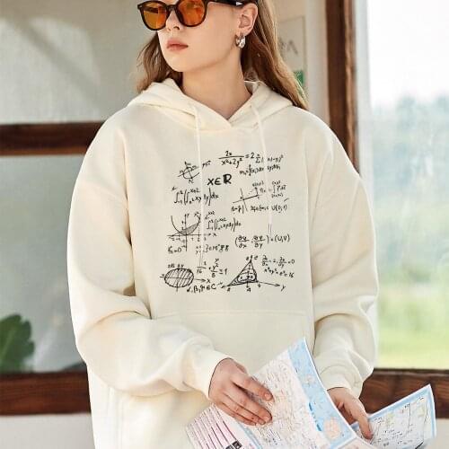 Mathematical Formula Printed Women Hoody Harajuku Loose Sweatshirt Fashion Fleece Warm Hoodie Vintage Autumn Crewneck Men Top