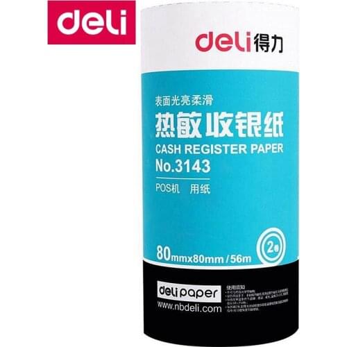 1 ROLL Deli 3143 Cash register Paper roll 80x80mmx56m thermal paper heat sensitive paper thermal Cash paper for CASH machine
