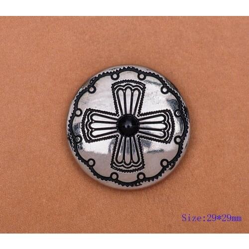 10pc 29MM Silver BLACK Bead Windwill Cross Engraved DIY Craft Saddle Conchoes Screw Back