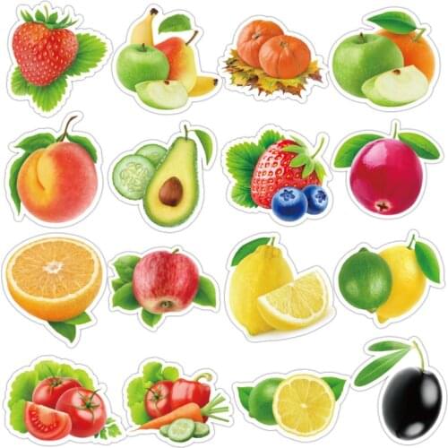 100Pcs Exquisite Cartoon Fresh Fruits Vegetables Stickers For Kitchen Bakery Cup Dish Refrigerator Education Toy for children