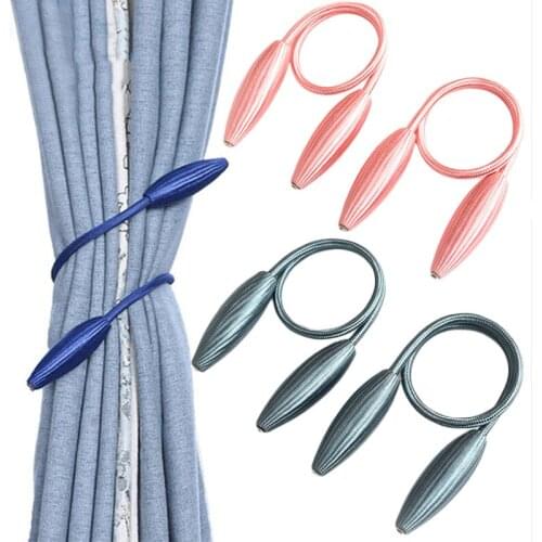 2pcs/set Curtain Rope Magnetic Strong Curtain Tiebacks Hanging Belts Ropes Weave Rope Magnetic Holders for Window Sheer