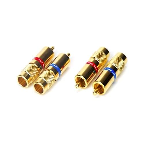 4 PCS RCA high end lotus gold plated connector plugs van den hul c-8.4 RCA plugs, terminals for hifi audio of DIY VDH cable