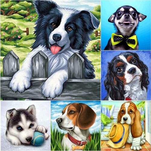 New 5D DIY Diamond Painting Cute Dog Diamond Embroidery Scenery Cross Stitch Full Square Round Drill Crafts Home Decor Art Gift