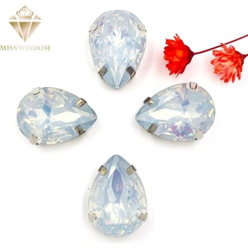 Free shipping Matt White opal teardrop sew on rhinestones with claw flatback Resin loose rhinestones DIY garment Accessories