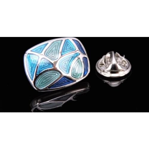 Enamel technology oval dark blue light blue design Brooch mens Lapel Pin clothing backpack badge Wedding Jewelry