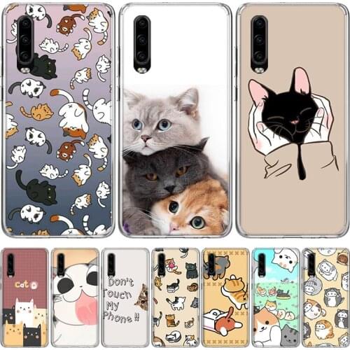 Cat Cute Art Phone Case for Huawei P30 P40 P20 P10 Mate 20 10 30 Lite Pro P Smart Z Plus + Art Shell Cover Coque