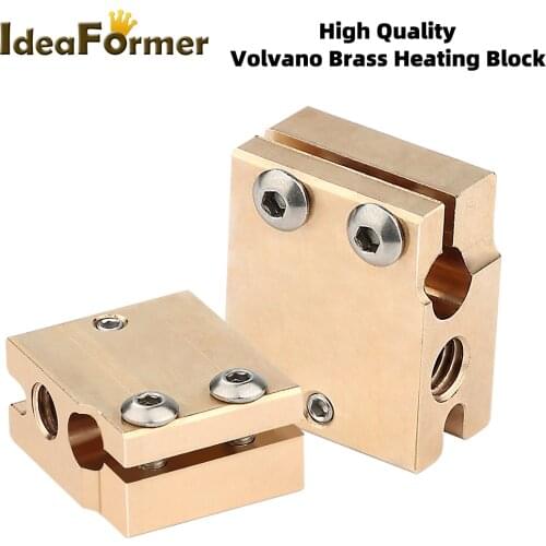 3D Printer Parts High Quality PT100 Volcano Heater Block Brass For E3d Volcano Hotend 3D Printer Heate Block For BMG Extruder