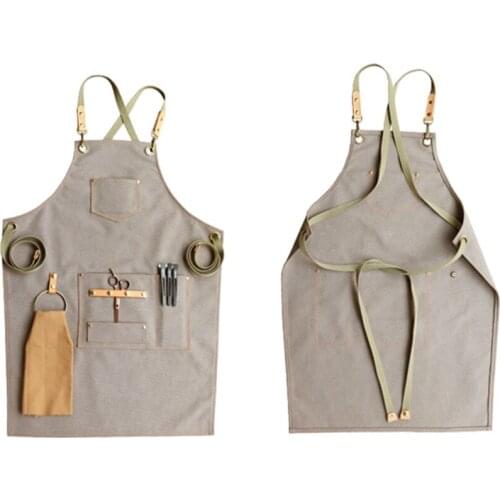 Denim Canvas Apron Mens and Womens Work Clothes Barista Barber Barber Milk Tea Shop Restaurant Waiter
