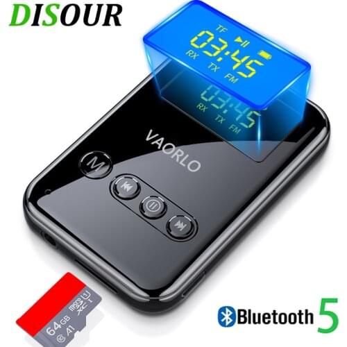 DISOUR FM Bluetooth 5.0 Audio Transmitter Recevier 4 In 1 3.5mm AUX RCA TF Jack LED Display Stereo Wireless Adapter For Car TV