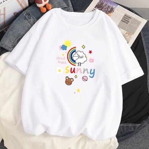 Summer Fashion Men Women Loose Hip Hop Casual TShirt Cotton Harajuku Tee Shirt Ulzzang Rainbow Short Sleeved Oversized T-shirts
