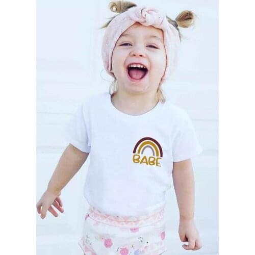 Kawaii Rainbow Print Kids Tshirt Boy Girl T Shirt for Children Toddler Clothes Funny Tumblr Top Tees Cute Baby Summer T-shirts