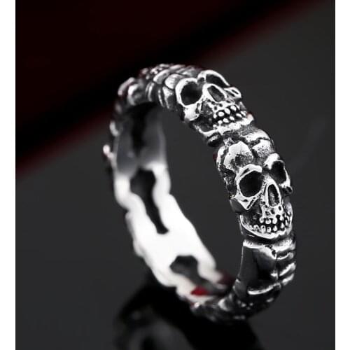 Retro Crack Skull Ring For Men Stainless Steel Biker Ring Punk Couple Skull Ring Fashion Jewelry Gift
