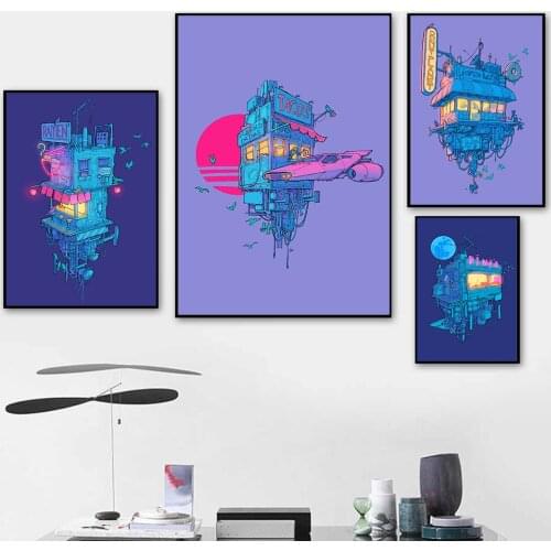 Space Restaurant Donut Ramen Tacos Cartoon Wall Art Canvas Painting Nordic Poster Prints Childrens Room Wall Pictures Baby Chil