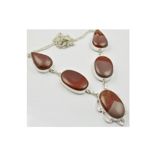 Red Jaspers Necklace Silver Overlay over Copper , 49.5 cm, N2257