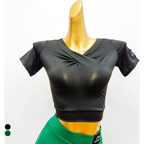 Women Latin Dance Top Short Sleeve Shirts Lady Latin Practice Clothes Samba Tango Rumba Cha Cha Dancing Performance Wear DN5908