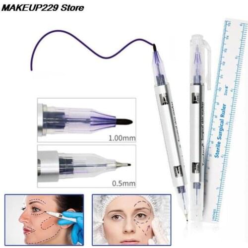 Hot 1 Set Surgical Eyebrow Skin Tattoo Marker Pen Tool Accessories With Measuring Ruler