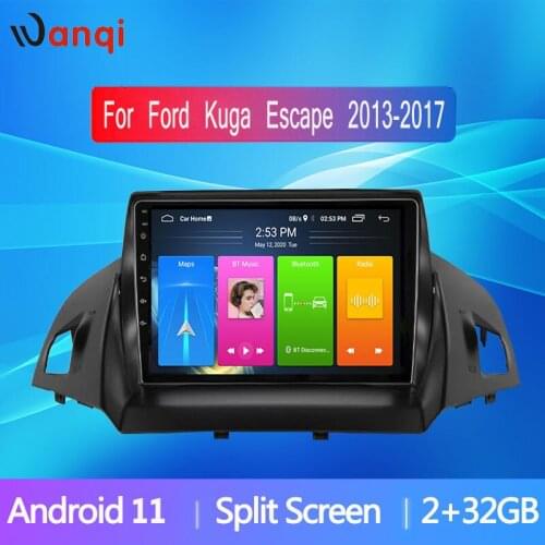 Wanqi 9" Android 10 RDS Split Screen PIPRadio GPS Navigation for Ford Kuga Escape 2013 2014 - 2017 Stereo Car Multimedia Radio