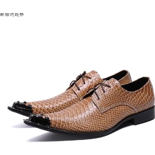 Zapatos De Hombre Steel Iron Pointy Toe Oxford Shoes For Men Genuine Leather Formal Dress Wedding Mocassin Homme Office Shoes