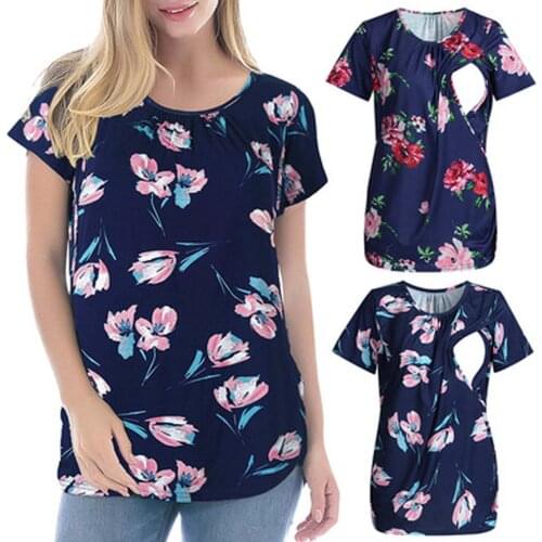 Pregnant Clothes Women Maternity Tee Nursing Tops Summer Plus Size Short-sleeved Breastfeeding Pregnant T-shirt Casual Top