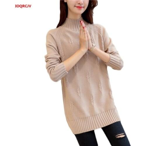 Autumn Spring Womens Sweater Pullovers 2021 Long-sleeved Knit Bottoming Shirt half-High Collar Loose Elasticity Sweater W291