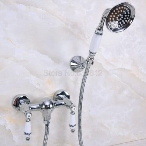 Polished Chrome Wall Mounted Bathroom Bathtub Faucet Mixer Tap w/Hand Shower tna285
