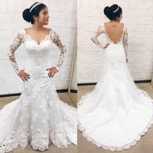 Stunning Sweetheart Lace Wedding Dresses Sweep Train Sexy Backless Back Mermaid Vestido De Noiva Custom Made