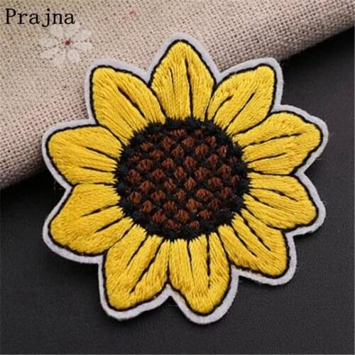 Prajna DIY Sunflower Patches Iron On Patch Embroidered Patches On Clothes Applique Cartoon Style Badge Stickers On Kids T-shirts