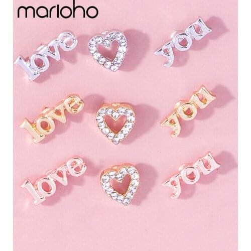 Simple Gold Silver Color 3 Pce/Set Heart Shaped Rhinestone LOVE YOU Earrings Metal Wild Lovers Earrings Fashion Party Jewelry