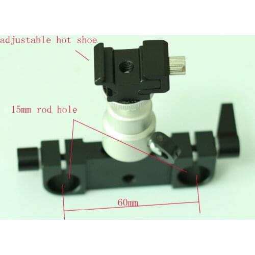 RailBlock Rod Clamp with hot shoe ball head fr 15mm Support Rail Rig Rail system