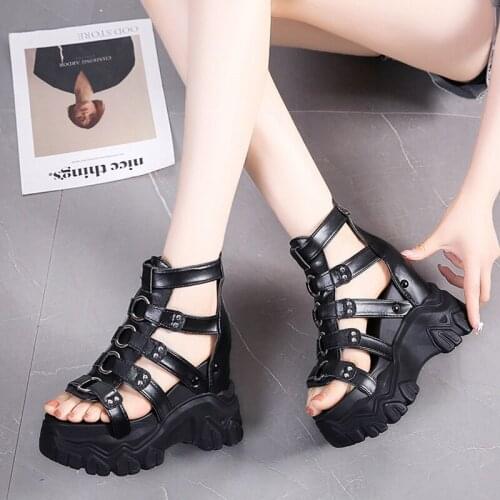 Rimocy Gladiator Platform High Heels Sandals Women New Summer Wedges Thick Bottom Casual Shoes Woman Hollow Out Punk Sandalias