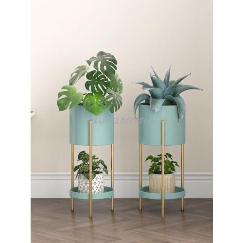 Nordic wrought iron flower shelf living room floor-standing indoor simple modern net red flower pot rack balcony multi-layer rac