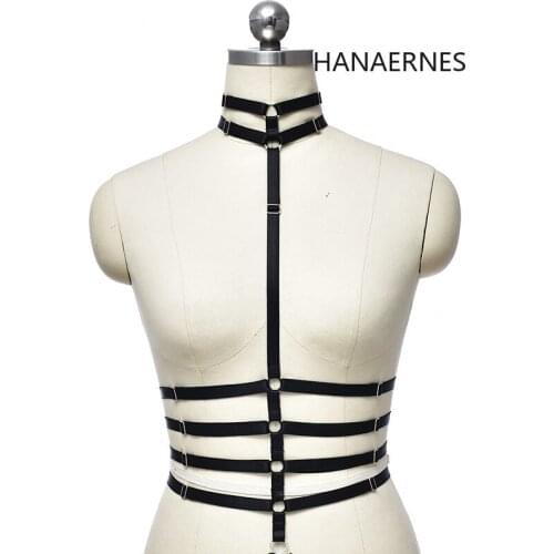 Women Sexy Gothic Clothes Garters Party Hot Dance Bdsm Lingerie Bustier Corsets Leather Garter Goth Clothes Black Harness Bra