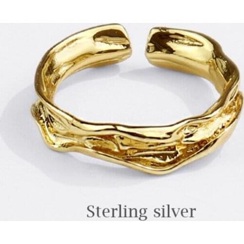 Sole Memory Irregular Cool 925 Sterling Silver Female Resizable Opening Rings SRI734