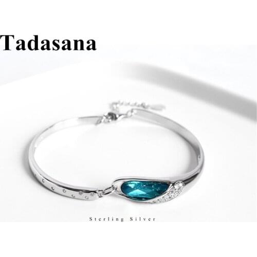 Sterling Chain Bangle Bracelets For Women Austrian crystal Charms original DIY Adjustable Jewelry