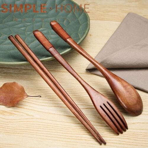 1PC Wooden Spoon With Strring Chopsticks Fork Creative High Quality Food