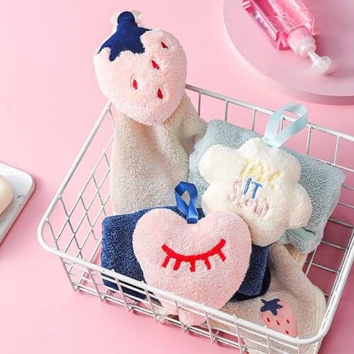 1PC Kids Nursery Hand Towels Cartoon Animal Bathroom Hanging Towel Cleaning Cloth Cleaner Kitchen Bath Wipe Absorbent Dishcloth