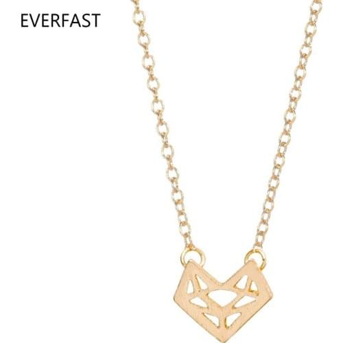 Everfast 1pc Trending Outline Fox Pendant Necklace Silver Gold Color Fashion Animal Jewelry For Women Friends Free Shipping