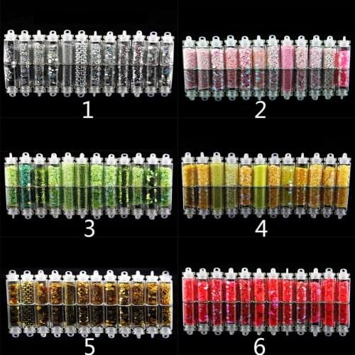 12 Bottles/Set Mix Shine Nail Glitter Powder For Nails Dust Powder Manicure Brillantini Tinsel Nail Art Decorations