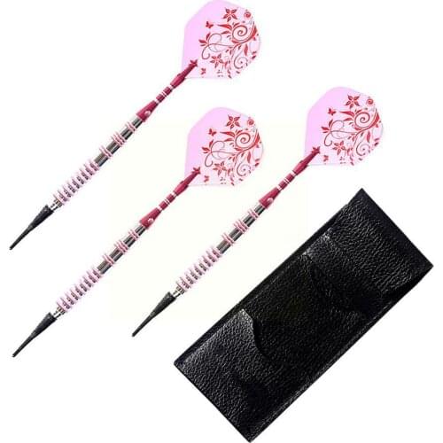 3 Pcs/Set Pink Flower 17 Grams Soft Tip Professional Indoor Darts Bag Darts With Game Best Iron Gift Sport Leather Safety D R1Y3
