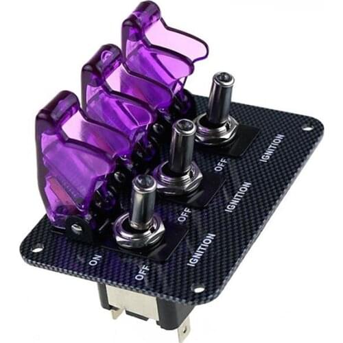 3x 12V Switch Car Racing On Off Aircraft Type purple LED Toggle Switch Control Flip Cover Low Price