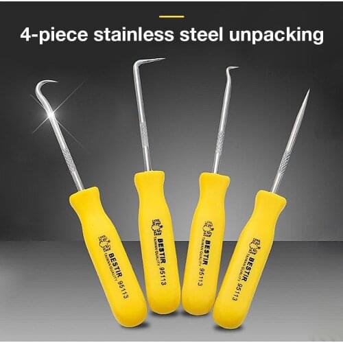4-piece Stainless Steel Unpacking Tool Fast Oil Seal Screwdriver Gasket Hook Auto Repair Tool Oil Seal Puller BST-9511
