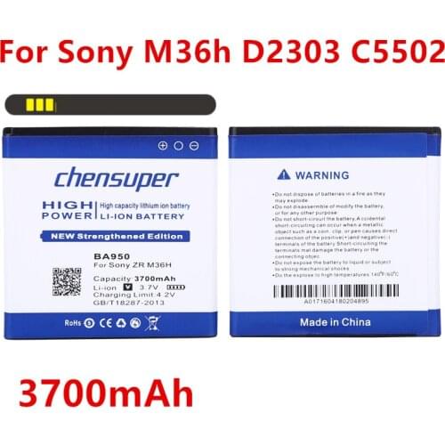 Chensuper new 3700mAh BA950 for Sony Xperia ZR M36H V C5502 C5503 SO-04E Battery