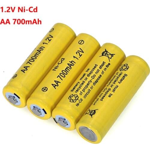 1.2v NI-CD AA Batteries 700mAh Rechargeable nicd Battery 1.2V Ni-Cd aa For Electric remote Control car Toy RC ues