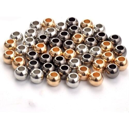 Acrylic CCB Bail Beads Gold/Rhodium/Gunmetal Plated Round Big Hole Spacer Beads Fit DIY Charm Bracelet DIY Jewlery Making