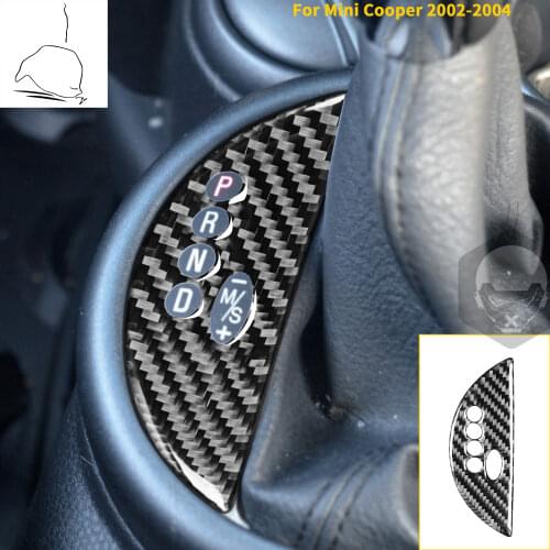Car LHD RHD Automatic Gear Shift Panel Cover Carbon Fiber Sticker Interior Decal For Mini Cooper Hatch One R50 R53 2002-2004