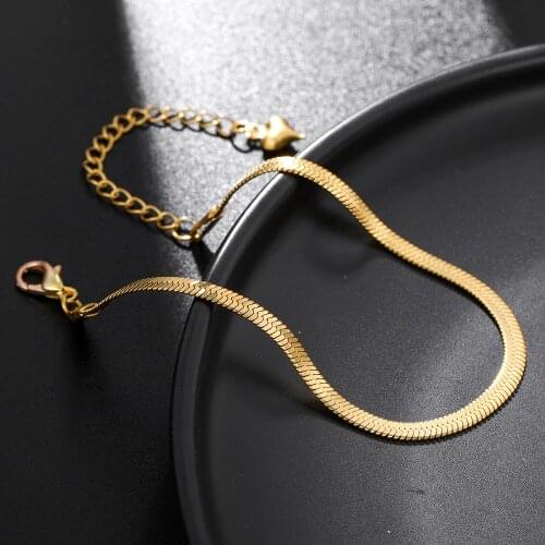 18KGP Titanium Steel Snake Chain Bracelet for Women Blade Chain Hand Chain Hand Accessories Bracelet Jewelry Best Gift